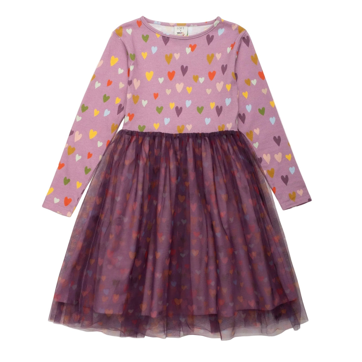 Organic Cotton Tulle Dress - Mini Hearts