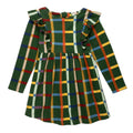 Organic Cotton Ruffle Dress - Fall Grid
