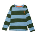 Organic Cotton Long Sleeve T-Shirt - Blue & Green Rugby Stripe