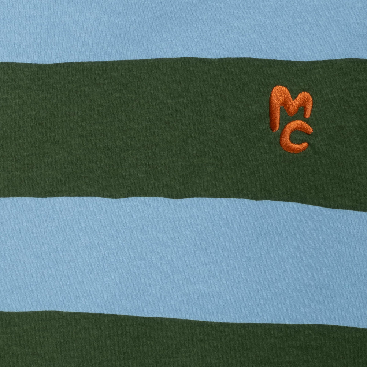 Organic Cotton Long Sleeve T-Shirt - Blue & Green Rugby Stripe