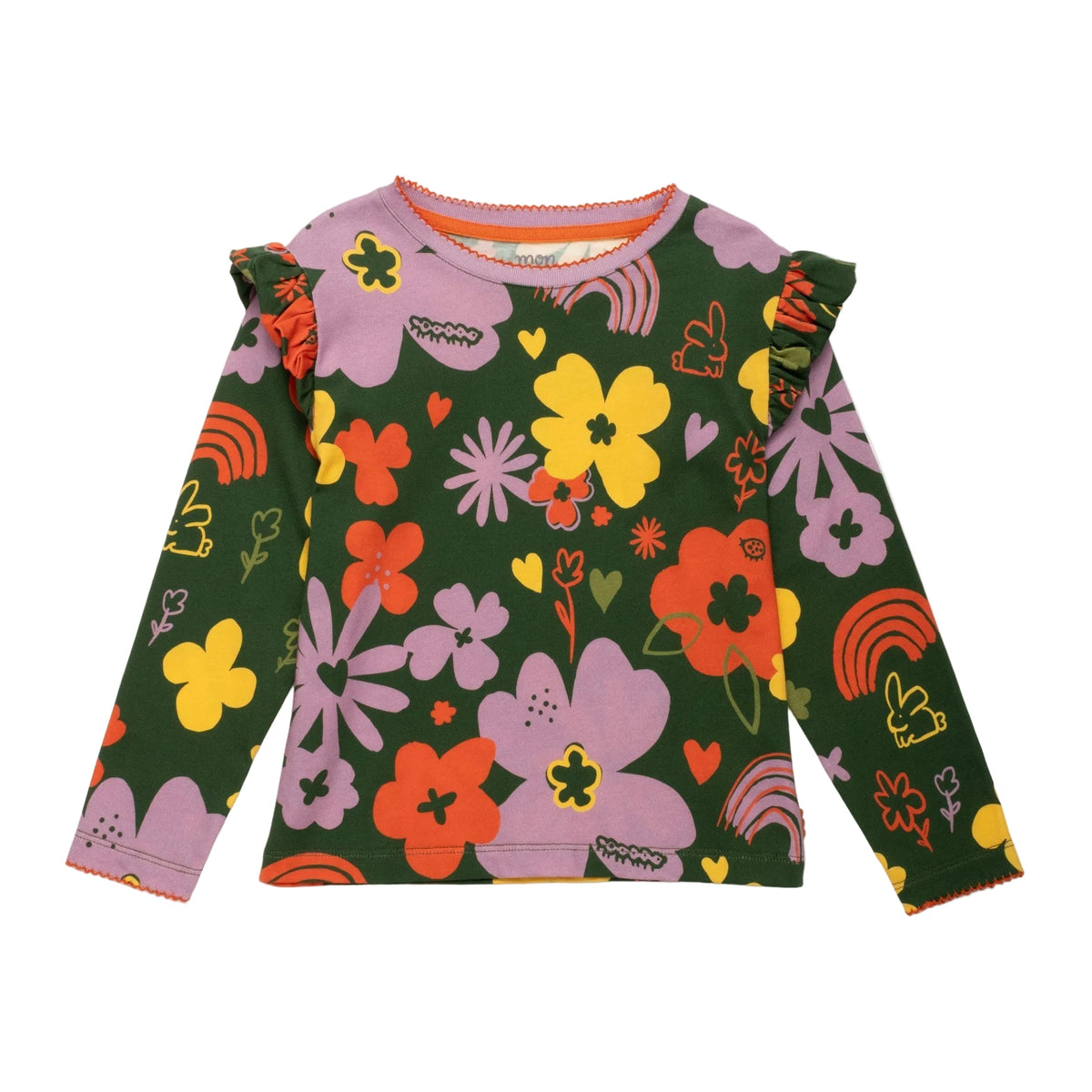 Organic Cotton Long Sleeve T-Shirt - Wildflower Ruffle
