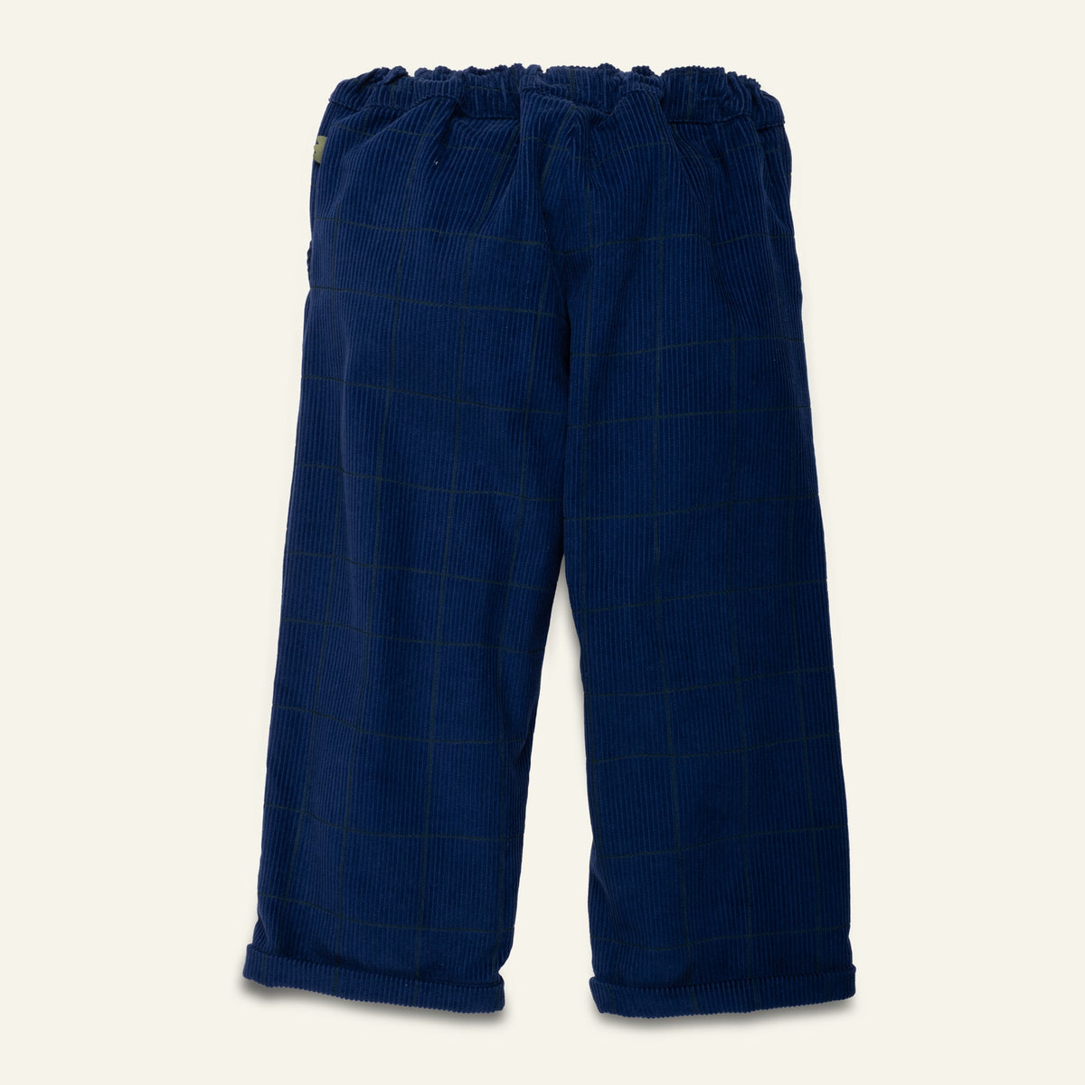 Organic Cotton Corduroy Pants - Navy Grid