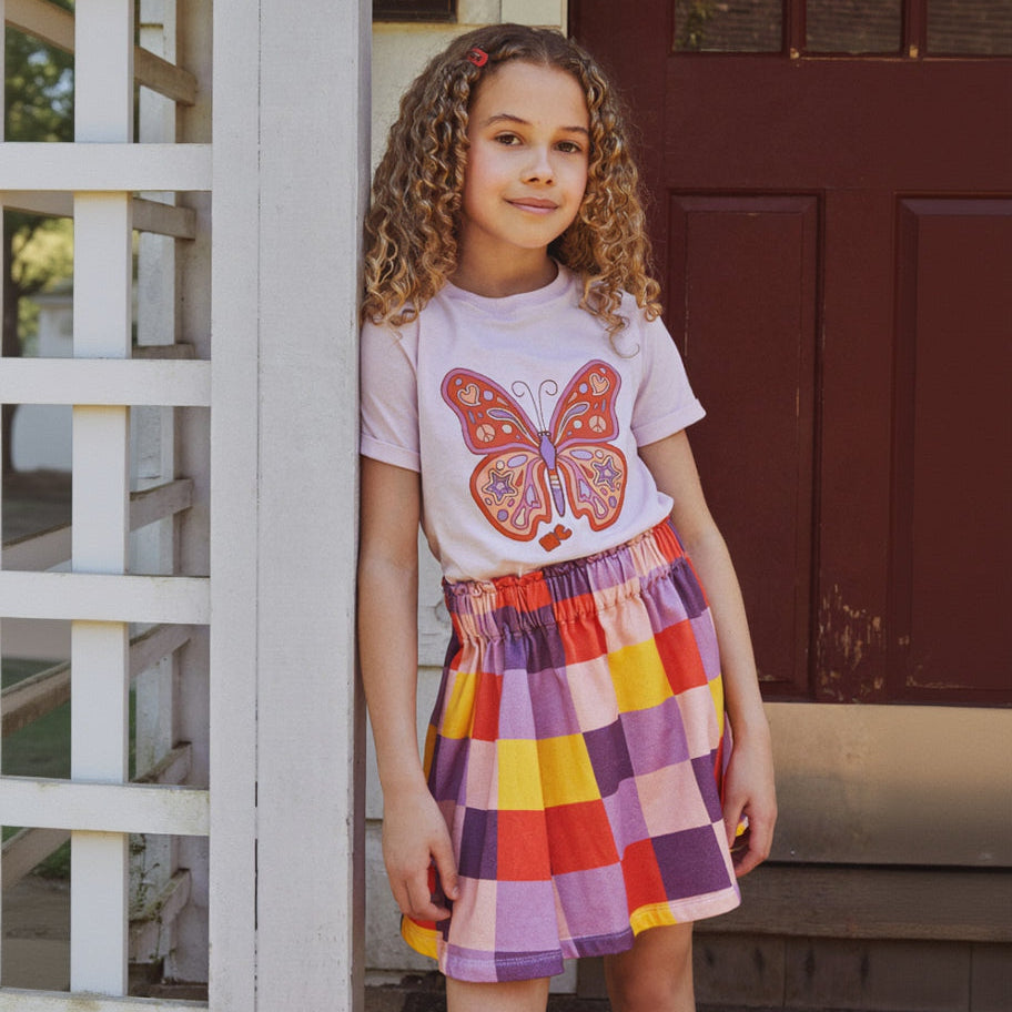 Organic Cotton Skirt - Checkered Twirl
