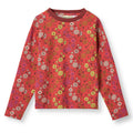 Organic Cotton Long Sleeve T-Shirt - Flowers, Red
