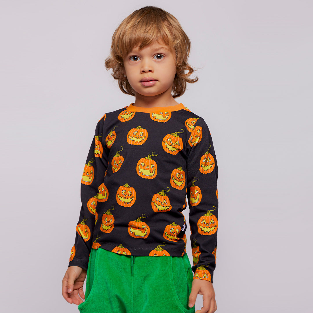 Organic Cotton Long Sleeve T-Shirt - Jack-O-Lanterns