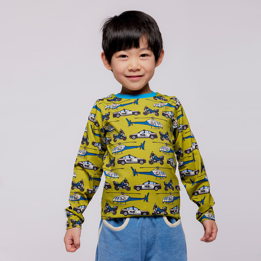 Organic Cotton Long Sleeve T-Shirt - Police Vehicles