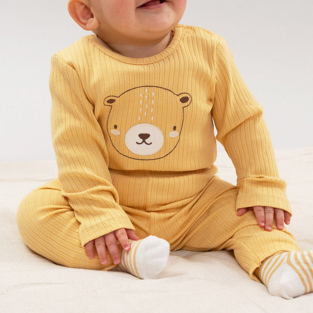 Organic Cotton Baby Pants - Yellow Rib