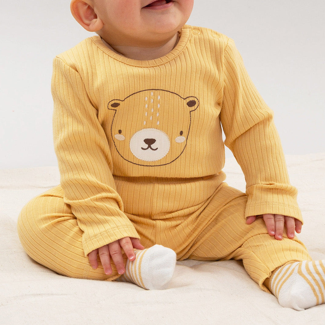 Organic Cotton Baby Pants - Yellow Rib