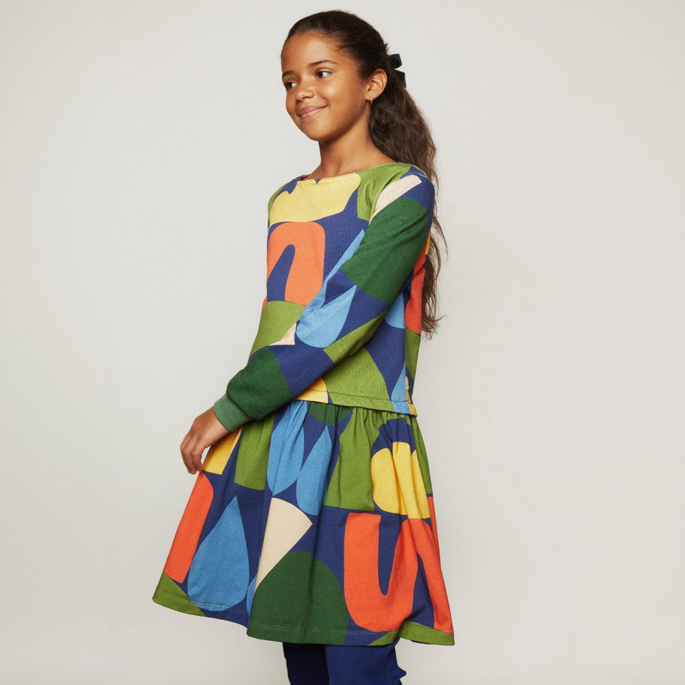 Organic Cotton Long Sleeve Dress - Fall Shapes