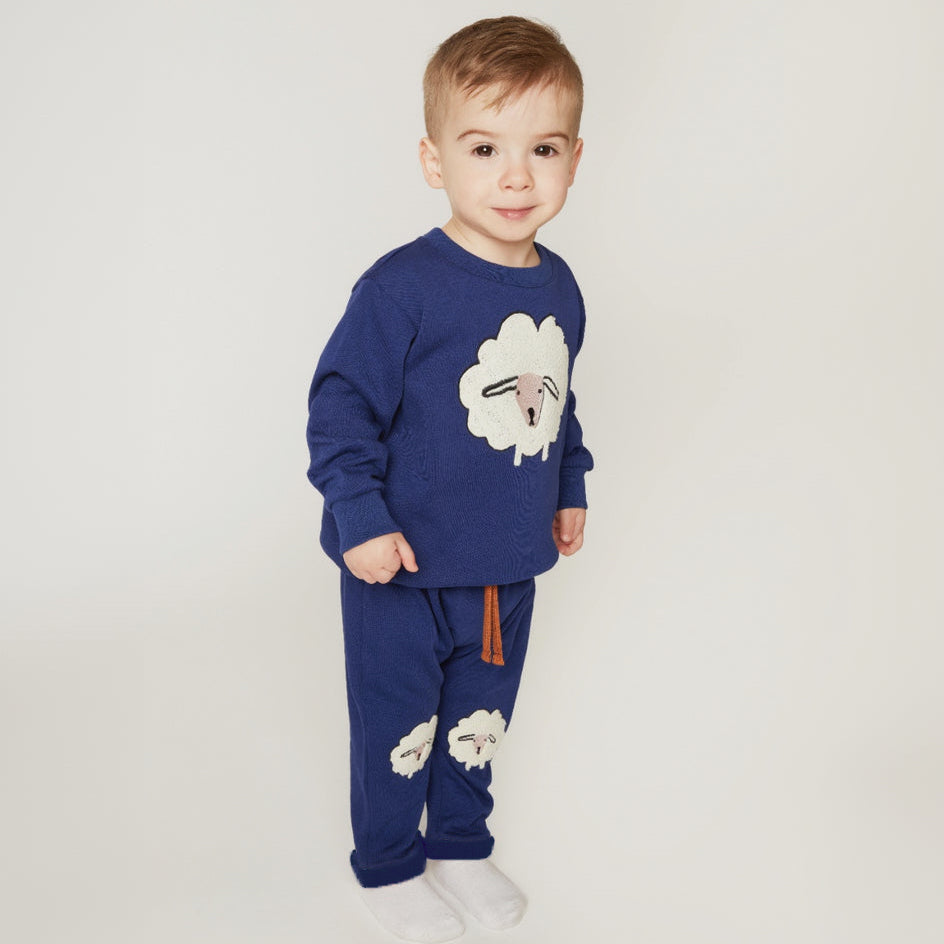 Organic Cotton Joggers - Embroidered Cozy Sheep