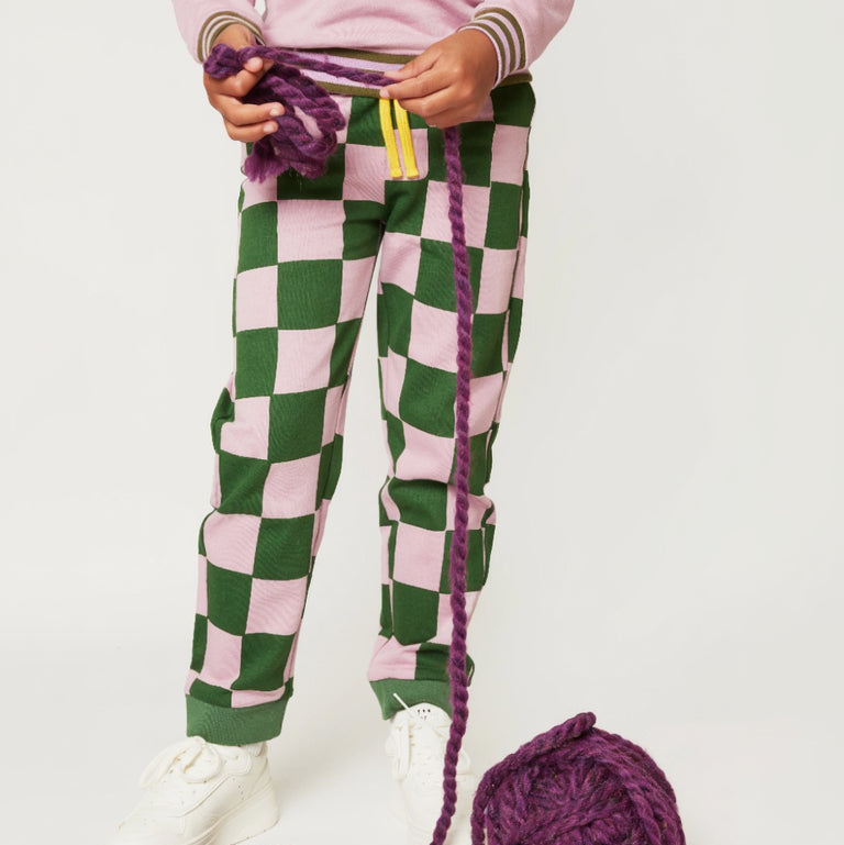 Organic Cotton Joggers - Green Checkered