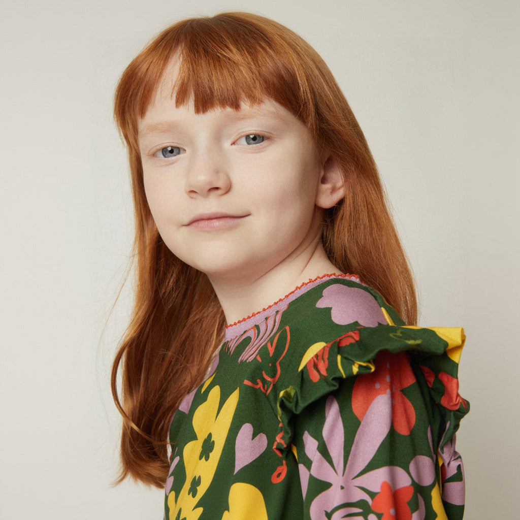 Organic Cotton Long Sleeve T-Shirt - Wildflower Ruffle