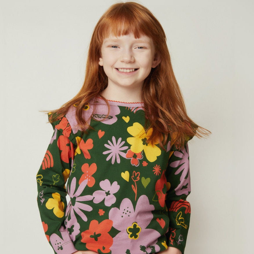 Organic Cotton Long Sleeve T-Shirt - Wildflower Ruffle