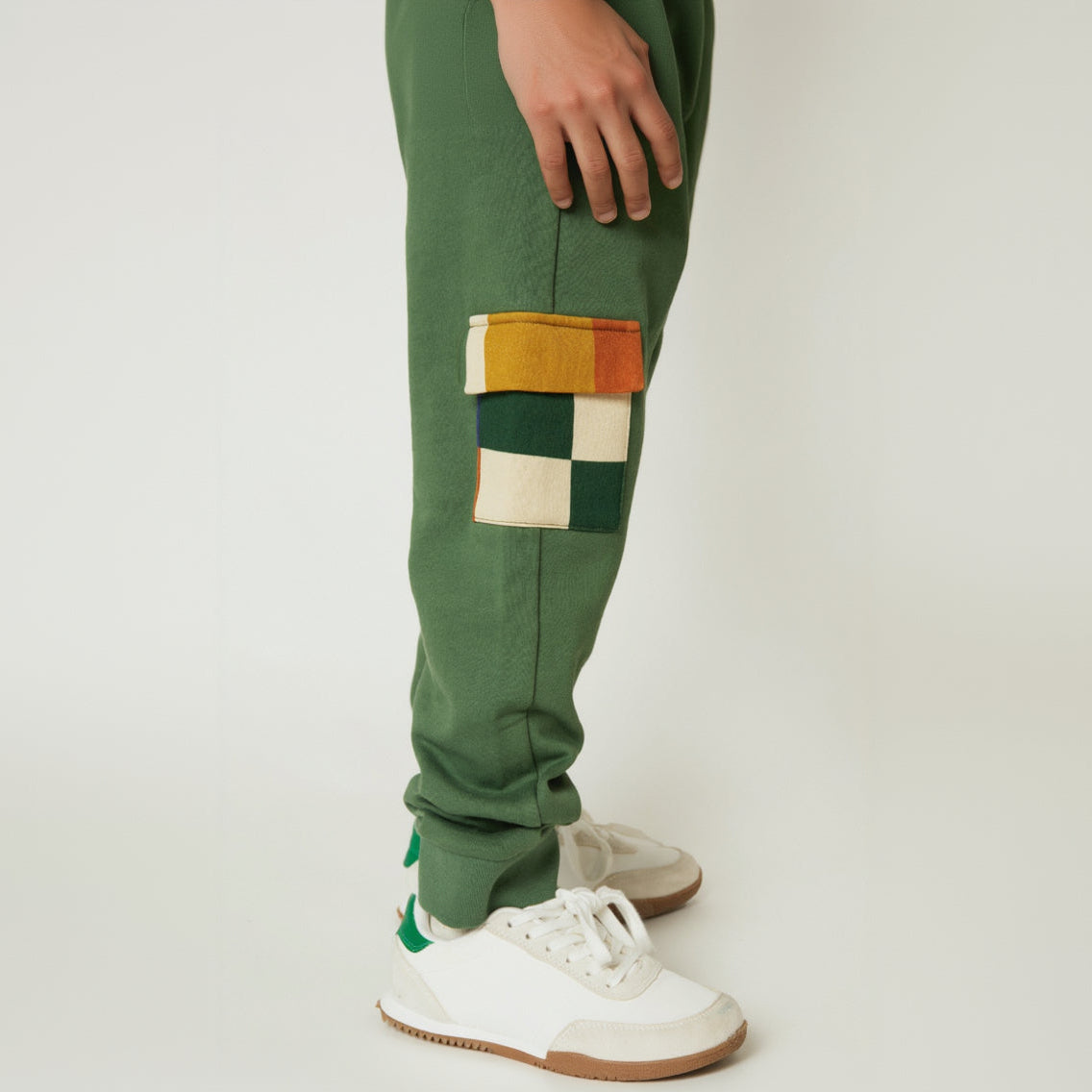 Organic Cotton Pocket Joggers - Green Checkered