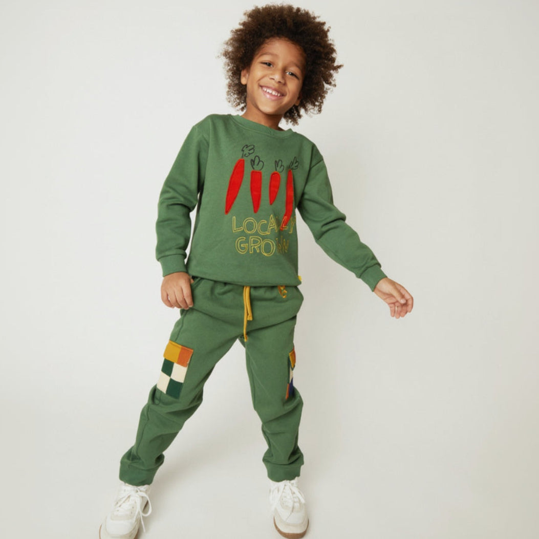 Organic Cotton Pocket Joggers - Green Checkered