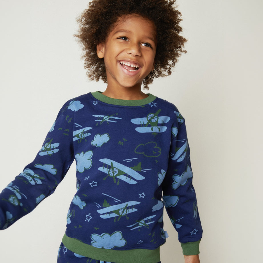 Organic Cotton Sweatshirt - Airplane Print