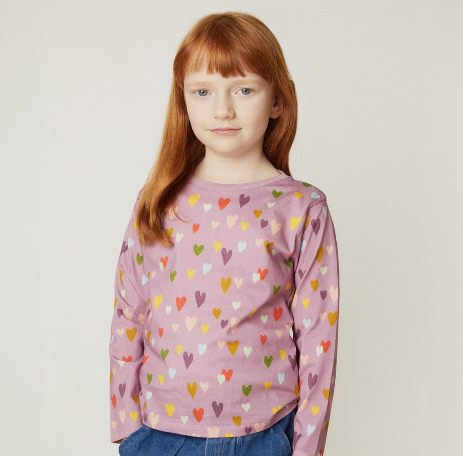 Organic Cotton Long Sleeve T-Shirt - Mini Hearts
