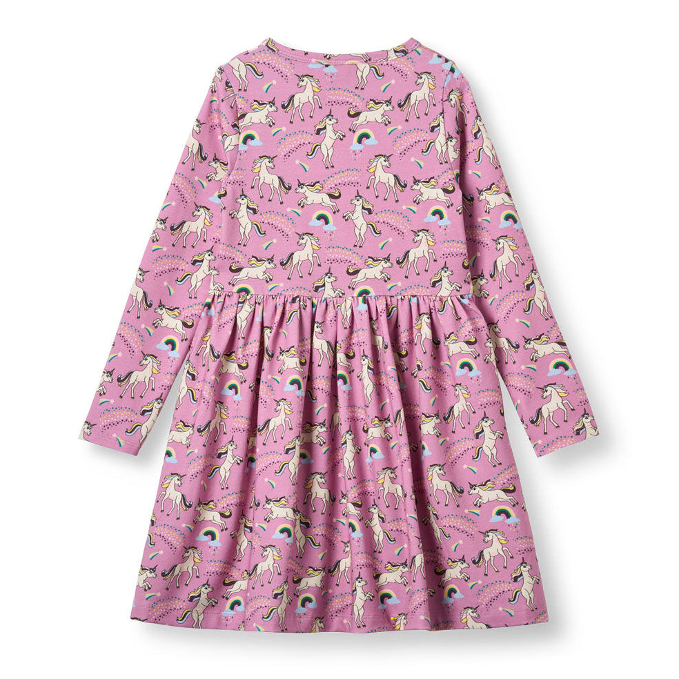 Organic Cotton Long Sleeve Dress - Unicorns