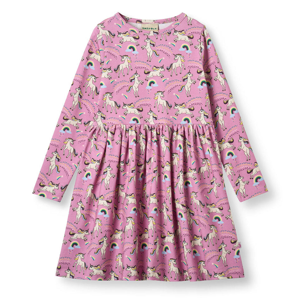 Organic Cotton Long Sleeve Dress - Unicorns