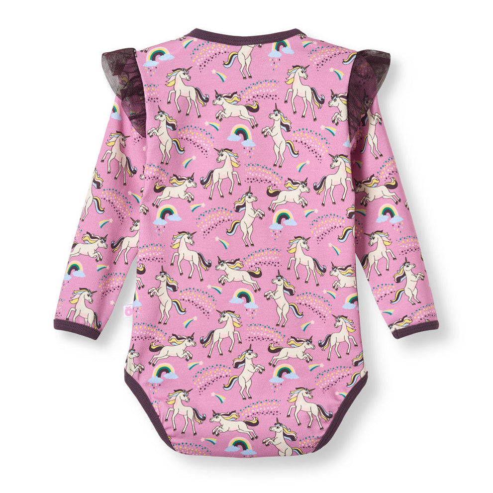 Organic Cotton Long Sleeve Bodysuit - Unicorns