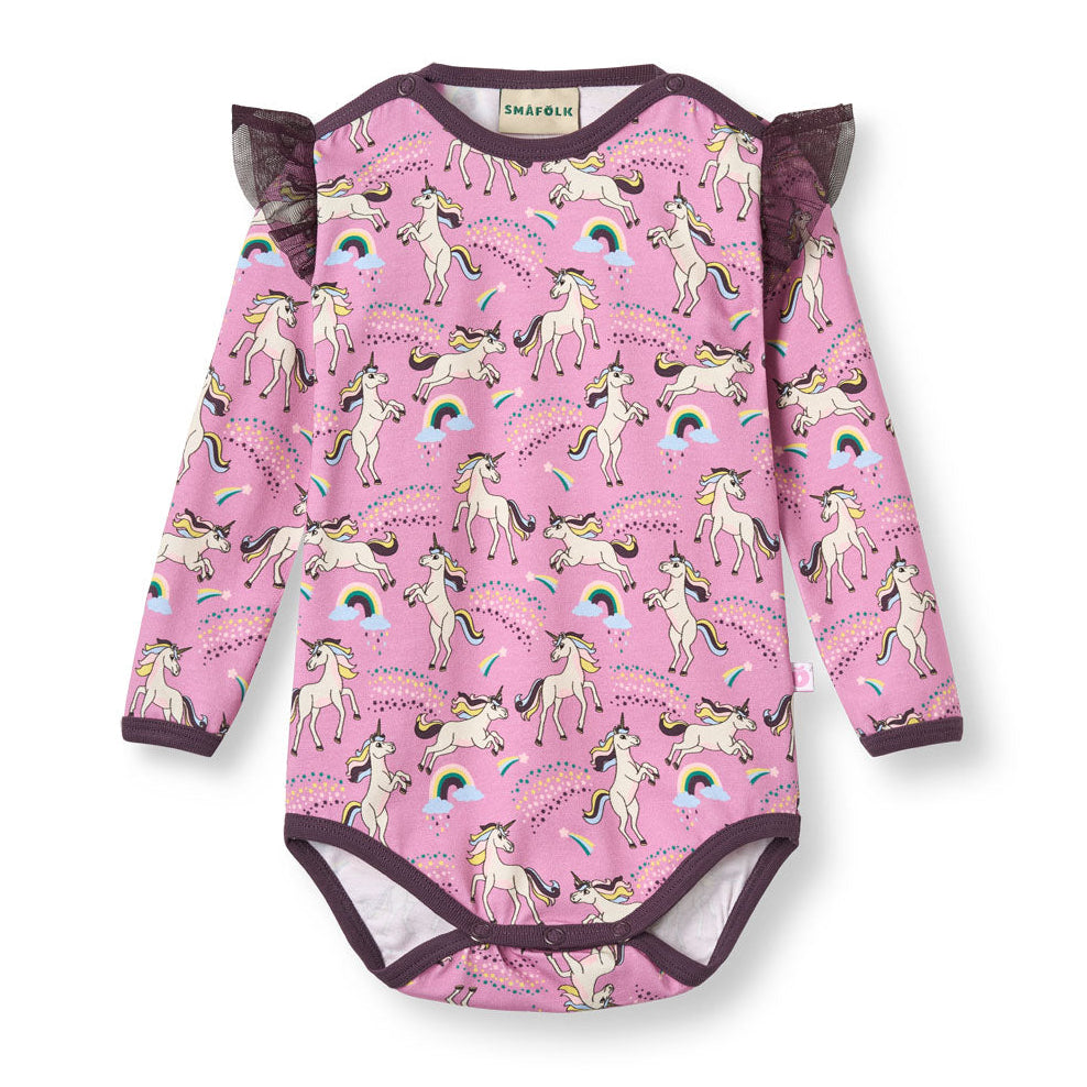 Organic Cotton Long Sleeve Bodysuit - Unicorns