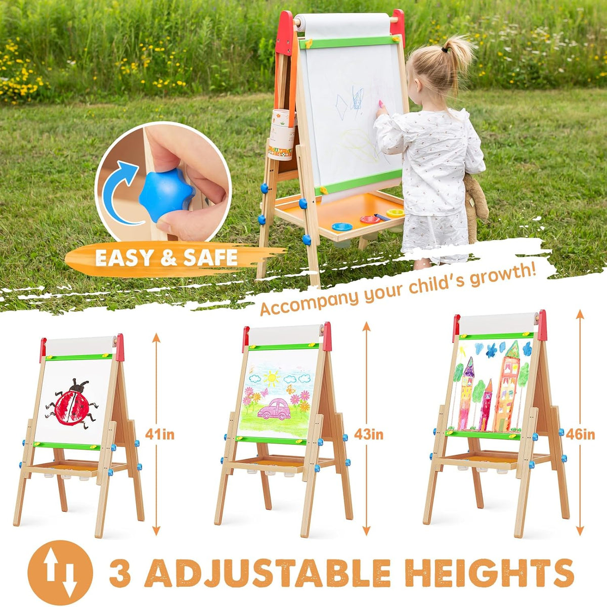 3-in-1 Art Easel & Paper Roll Set